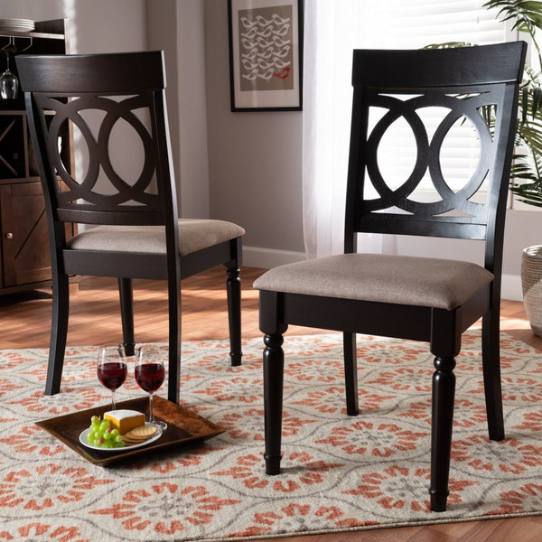 Baxton Studio Baxton Studio Lucie Elegant 2-Piece Dining Chair Set in Sand Fabric & Espresso Finish for Modern Homes RH333C-Sand/Dark Brown-DC-2PK