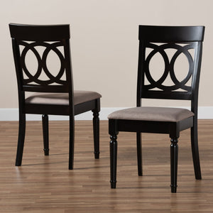 Baxton Studio Baxton Studio Lucie Elegant 2-Piece Dining Chair Set in Sand Fabric & Espresso Finish for Modern Homes RH333C-Sand/Dark Brown-DC-2PK