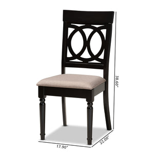 Baxton Studio Baxton Studio Lucie Elegant 2-Piece Dining Chair Set in Sand Fabric & Espresso Finish for Modern Homes RH333C-Sand/Dark Brown-DC-2PK