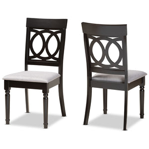 Baxton Studio Baxton Studio Lucie Modern Grey Upholstered Dining Chair Set for Elegant and Comfortable Dining Experience Espresso RH333C-Grey/Dark Brown-DC-2PK