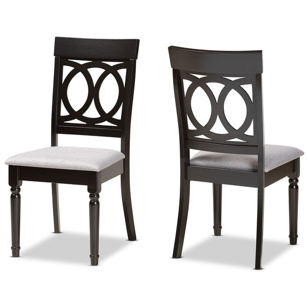 Baxton Studio Baxton Studio Lucie Modern Grey Upholstered Dining Chair Set for Elegant and Comfortable Dining Experience Espresso RH333C-Grey/Dark Brown-DC-2PK