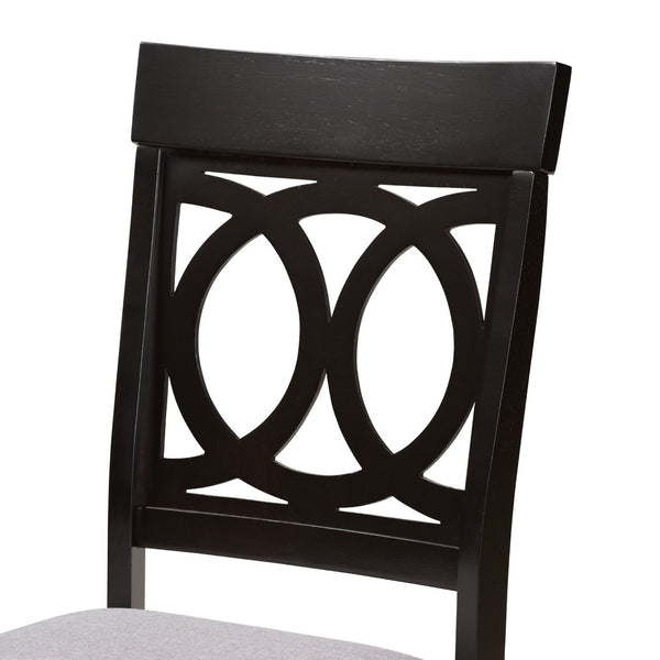 Baxton Studio Baxton Studio Lucie 7-Piece Dining Set - Modern Grey Upholstered Chairs & Dark Brown Table Design RH333C-Grey/Dark Brown-7PC Dining Set