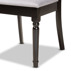 Baxton Studio Baxton Studio Lucie 7-Piece Dining Set - Modern Grey Upholstered Chairs & Dark Brown Table Design RH333C-Grey/Dark Brown-7PC Dining Set