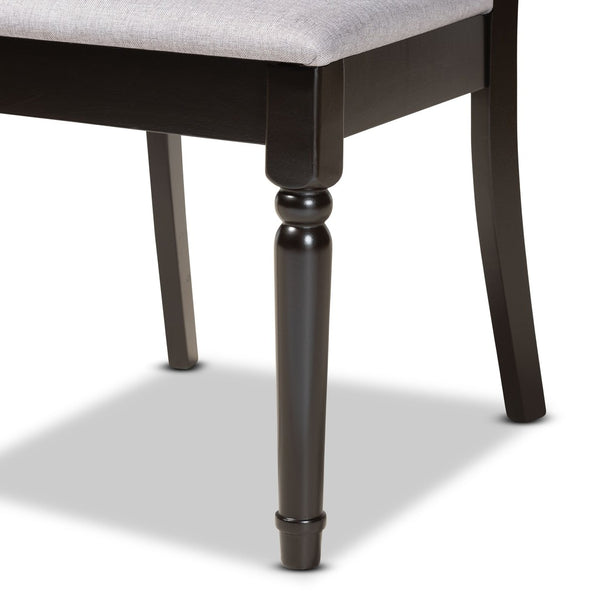 Baxton Studio Baxton Studio Lucie 7-Piece Dining Set - Modern Grey Upholstered Chairs & Dark Brown Table Design RH333C-Grey/Dark Brown-7PC Dining Set