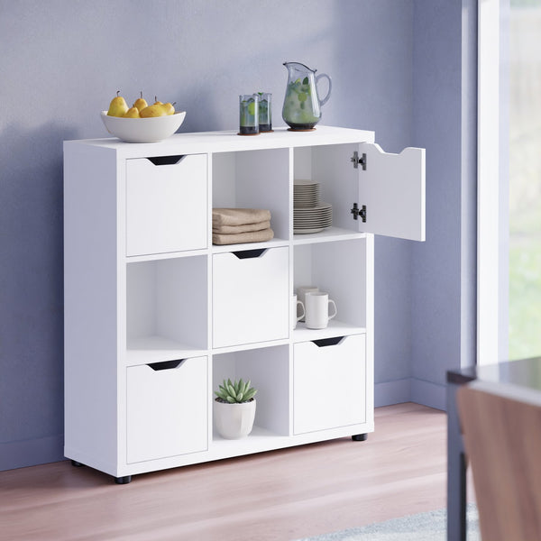 Winsome Wood Julian 3x3 Storage Cabinet - Stylish White Organizer With 9 Compartments For Home & Crafts White Composite Wood 10538-winsome-wood