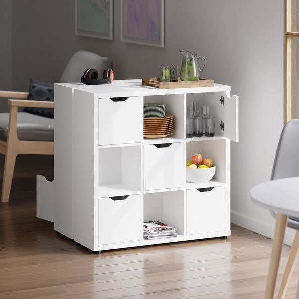 Winsome Wood Julian 3x3 Storage Cabinet - Stylish White Organizer With 9 Compartments For Home & Crafts White Composite Wood 10538-winsome-wood