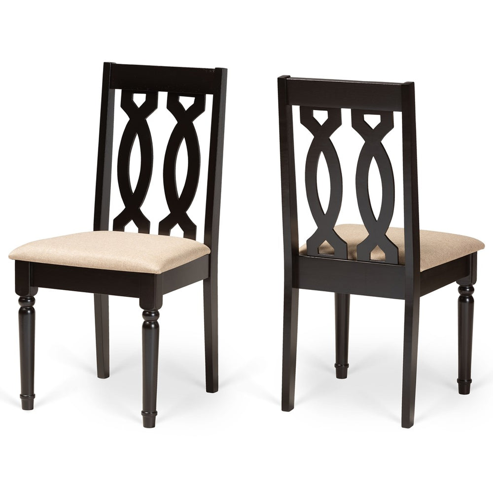Baxton Studio Baxton Cherese 2-Piece Modern Dining Chair Set with Sand Fabric, Dark Brown Finish & Elegant Design RH334C-Sand/Dark Brown-DC-2PK