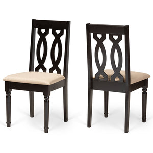 Baxton Studio Baxton Cherese 2-Piece Modern Dining Chair Set with Sand Fabric, Dark Brown Finish & Elegant Design RH334C-Sand/Dark Brown-DC-2PK