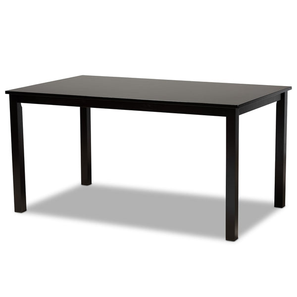 Baxton Studio Baxton Cherese Modern 7-Piece Sand Fabric Upholstered Dining Set with Dark Brown Wood Finish RH334C-Sand/Dark Brown-7PC Dining Set