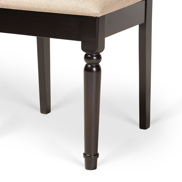 Baxton Studio Baxton Cherese Modern 7-Piece Sand Fabric Upholstered Dining Set with Dark Brown Wood Finish RH334C-Sand/Dark Brown-7PC Dining Set