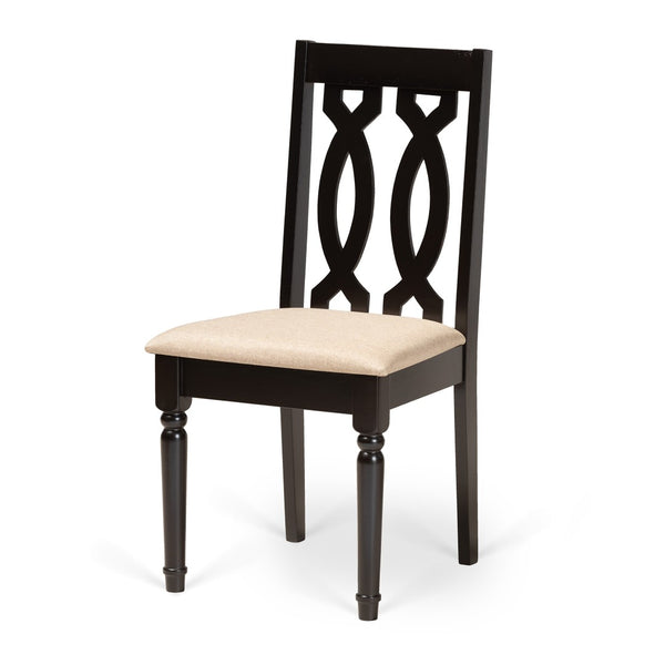 Baxton Studio Baxton Studio Callie 7-Piece Dining Set - Modern Sand Upholstered Chairs & Dark Brown Table Design Callie-Sand/Dark Brown-7PC Dining Set