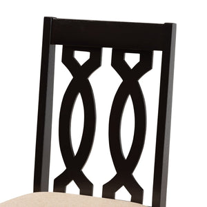 Baxton Studio Baxton Studio Callie 7-Piece Dining Set - Modern Sand Upholstered Chairs & Dark Brown Table Design Callie-Sand/Dark Brown-7PC Dining Set