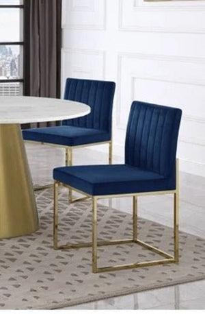 English Elm Contemporary Velvet Dining Chair Set of 2 in Blue with Plush Upholstery & Gold-Plated Legs, Stylish Comfort B011P361875