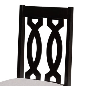Baxton Studio Baxton Cherese 7-Piece Dining Set with Elegant Grey Upholstered Chairs & Dark Brown Table Design RH334C-Grey/Dark Brown-7PC Dining Set