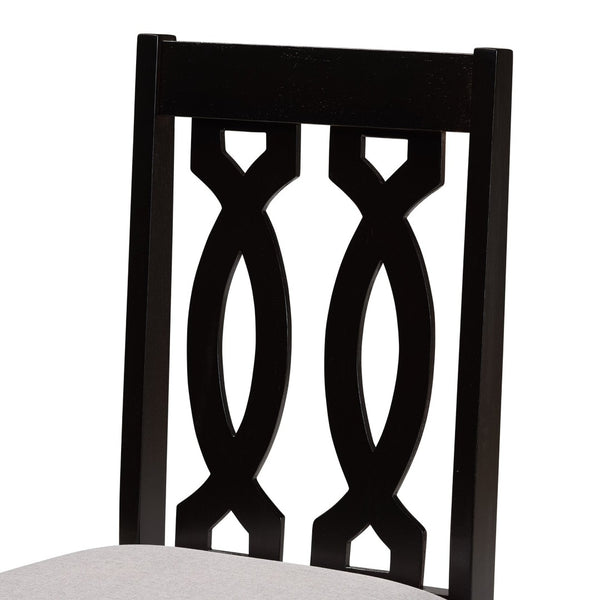 Baxton Studio Baxton Cherese 7-Piece Dining Set with Elegant Grey Upholstered Chairs & Dark Brown Table Design RH334C-Grey/Dark Brown-7PC Dining Set