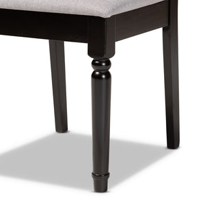 Baxton Studio Baxton Callie 7-Piece Modern Dining Set with Grey Upholstered Chairs & Circular Dark Wood Table Callie-Grey/Dark Brown-7PC Dining Set