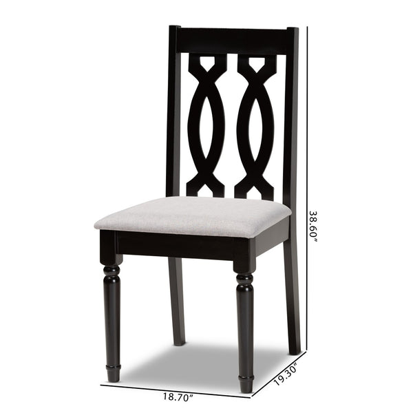 Baxton Studio Baxton Studio Cherese Modern Dining Chair Set - Grey Upholstered with Dark Brown Wood Finish, 2-Piece RH334C-Grey/Dark Brown-DC-2PK