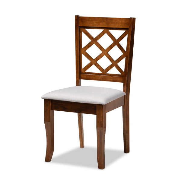 Baxton Studio Baxton Studio 7-Piece Dining Set: Modern Grey Upholstered Chairs & Walnut Table for Elegant Dining RH330C-Grey/Walnut-DC-7PC Dining Set