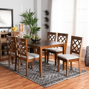 Baxton Studio Baxton Studio 7-Piece Dining Set: Modern Grey Upholstered Chairs & Walnut Table for Elegant Dining RH330C-Grey/Walnut-DC-7PC Dining Set