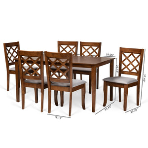 Baxton Studio Baxton Studio 7-Piece Dining Set: Modern Grey Upholstered Chairs & Walnut Table for Elegant Dining RH330C-Grey/Walnut-DC-7PC Dining Set