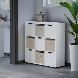 Winsome Wood Julia 3x3 Storage Cabinet Set With Baskets - Stylish, Versatile, And Perfect For Organizing Clutter White Composite Wood 10541-winsome-wood