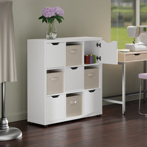Winsome Wood Julia 3x3 Storage Cabinet Set With Baskets - Stylish, Versatile, And Perfect For Organizing Clutter White Composite Wood 10541-winsome-wood