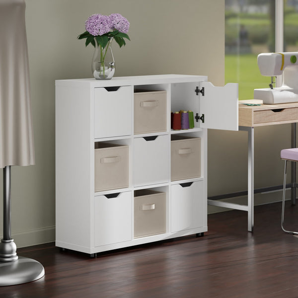 Winsome Wood Julia 3x3 Storage Cabinet Set With Baskets - Stylish, Versatile, And Perfect For Organizing Clutter White Composite Wood 10541-winsome-wood