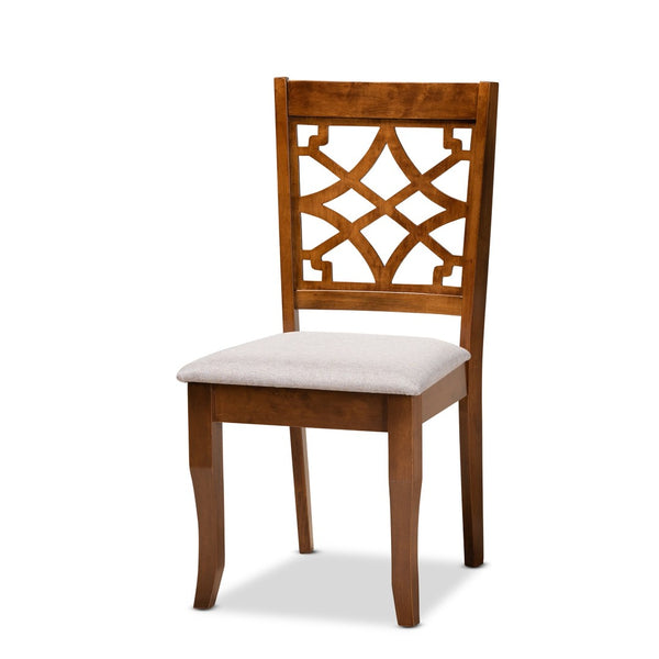 Baxton Studio Baxton Studio Mael 7-Piece Dining Set: Modern Grey Upholstered Chairs & Walnut Brown Table Design RH331C-Grey/Walnut-7PC Dining Set