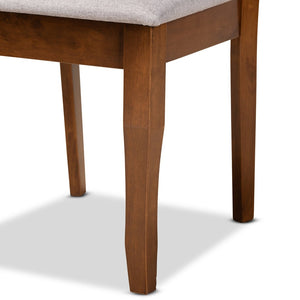 Baxton Studio Baxton Studio Mael 7-Piece Dining Set: Modern Grey Upholstered Chairs & Walnut Brown Table Design RH331C-Grey/Walnut-7PC Dining Set