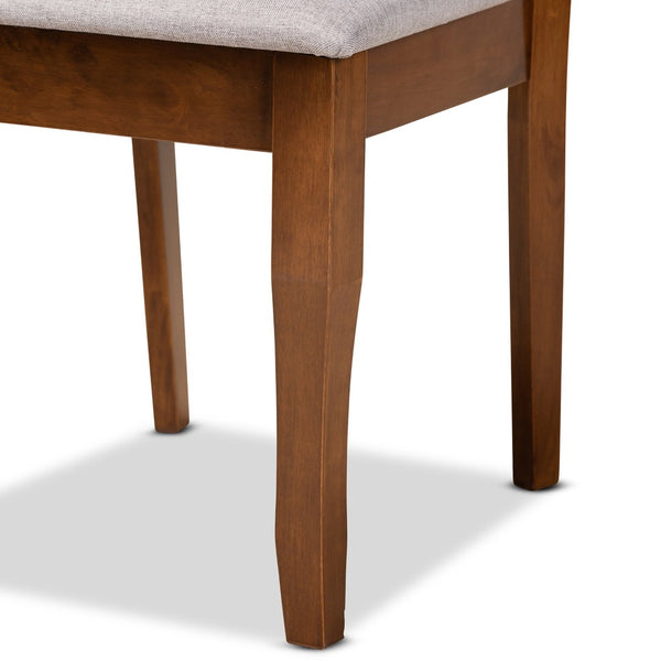 Baxton Studio Baxton Studio Mael 7-Piece Dining Set: Modern Grey Upholstered Chairs & Walnut Brown Table Design RH331C-Grey/Walnut-7PC Dining Set