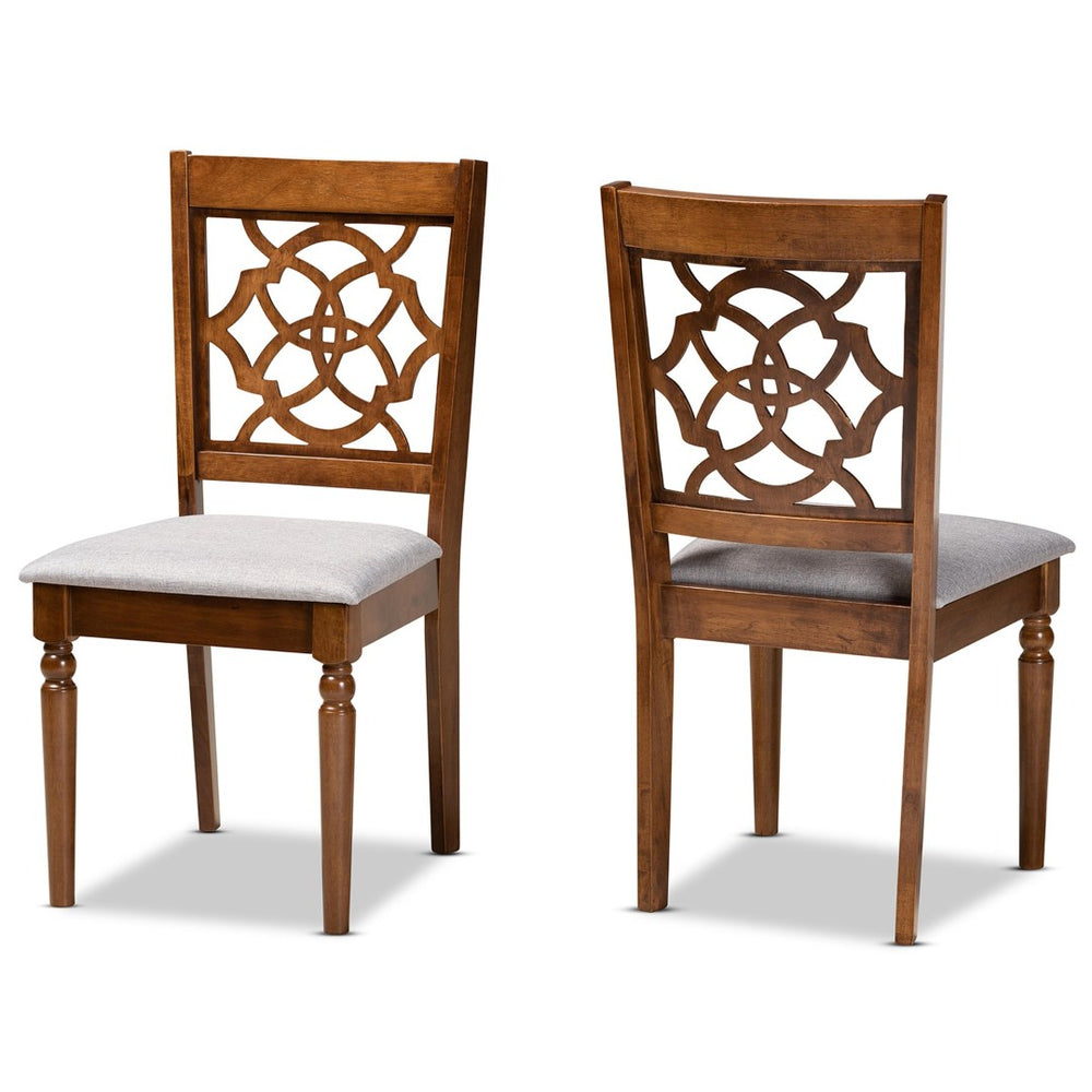 Baxton Studio Baxton Studio Renaud 2-Piece Dining Chair Set - Grey Fabric & Walnut Finish for Elegant Dining Rooms RH332C-Grey/Walnut-DC-2PK