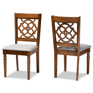 Baxton Studio Baxton Studio Renaud 2-Piece Dining Chair Set - Grey Fabric & Walnut Finish for Elegant Dining Rooms RH332C-Grey/Walnut-DC-2PK