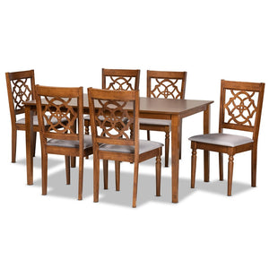 Baxton Studio Baxton Studio Renaud 7-Piece Dining Set – Modern Grey Upholstered Chairs & Walnut Table for Comfort RH332C-Grey/Walnut-DC-7PC Dining Set