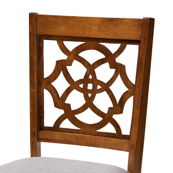 Baxton Studio Baxton Studio Renaud 2-Piece Dining Chair Set - Grey Fabric & Walnut Finish for Elegant Dining Rooms RH332C-Grey/Walnut-DC-2PK