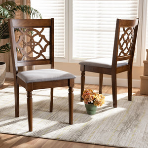 Baxton Studio Baxton Studio Renaud 2-Piece Dining Chair Set - Grey Fabric & Walnut Finish for Elegant Dining Rooms RH332C-Grey/Walnut-DC-2PK