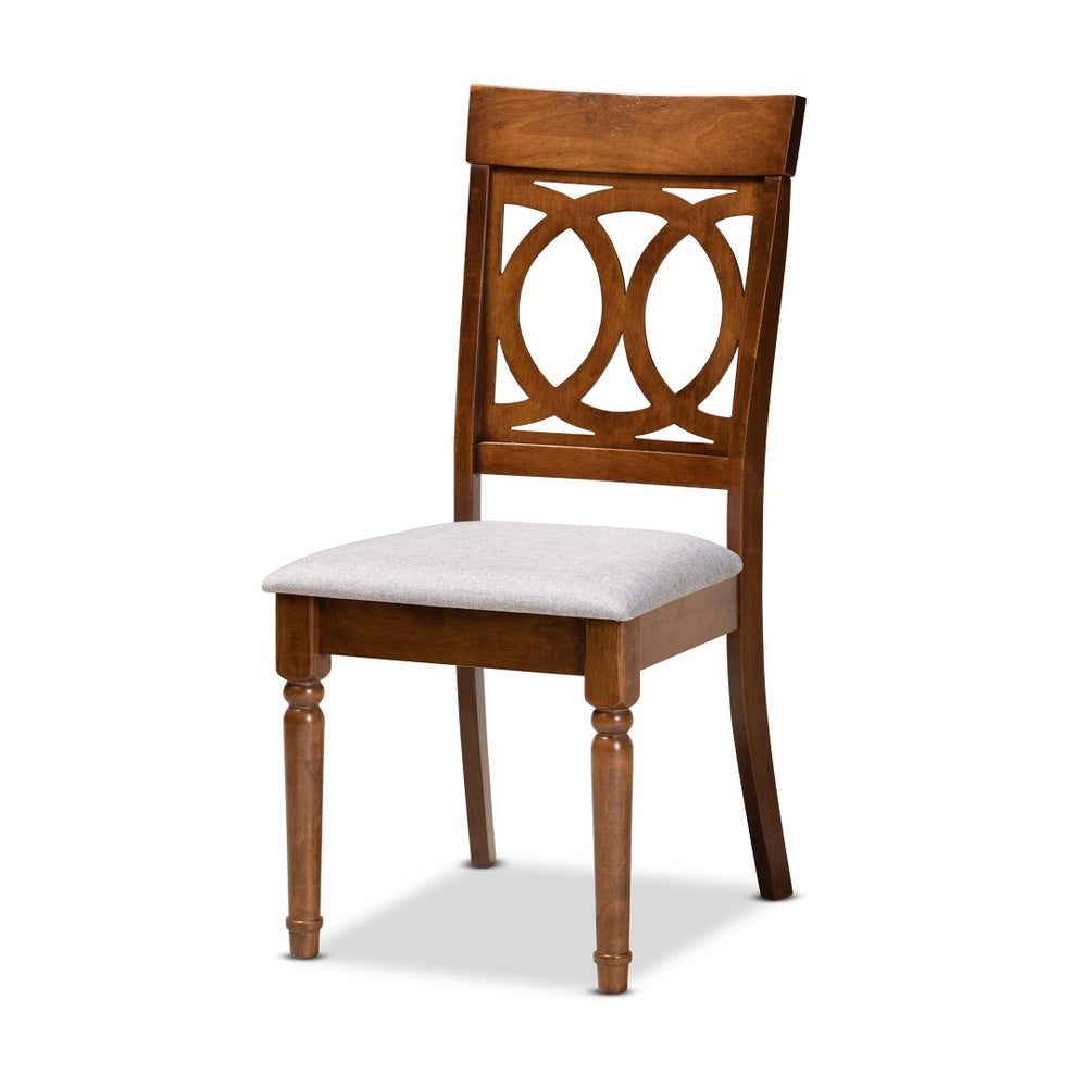 Baxton Studio Baxton Studio Lucie 7-Piece Dining Set - Elegant Grey Upholstered Chairs & Walnut Table for Modern Homes RH333C-Grey/Walnut-DC-7PC Dining Set