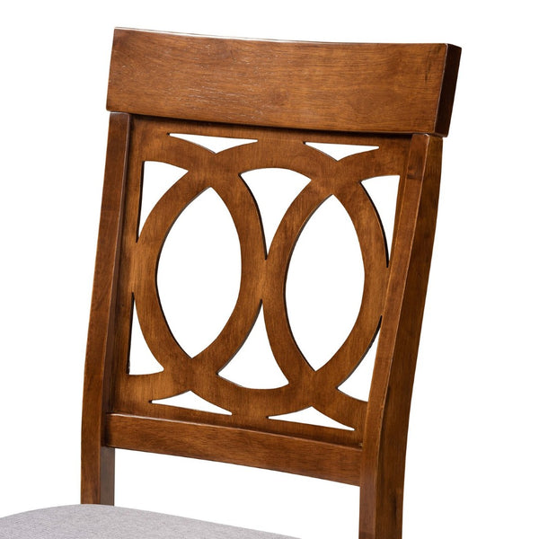 Baxton Studio Baxton Studio Jessie Modern 7-Piece Dining Set with Grey Fabric Chairs & Walnut Round Table, Chic Style Jessie-Grey/Walnut-7PC Dining Set