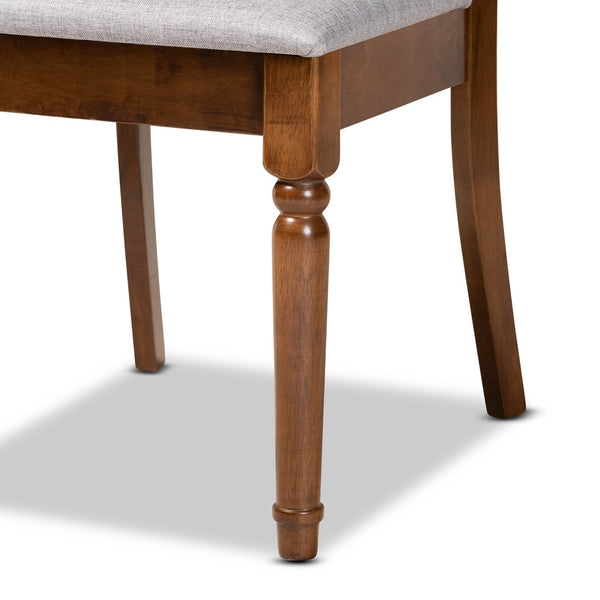Baxton Studio Baxton Studio Lucie Modern Grey Upholstered Dining Chair Set for Elegant and Comfortable Dining Experience Walnut RH333C-Grey/Walnut-DC-2PK