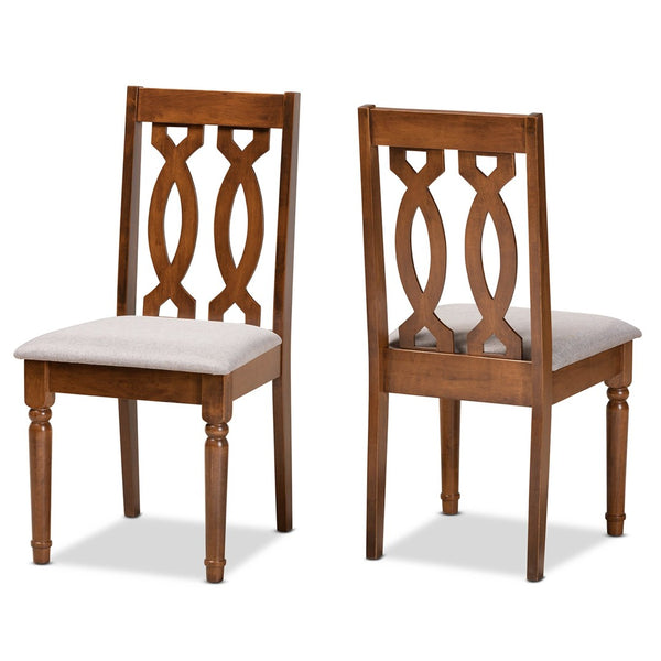 Baxton Studio Baxton Studio Cherese 2-Piece Dining Chair Set in Grey Fabric & Walnut Brown for Elegant Dining RH334C-Grey/Walnut-DC-2PK