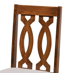 Baxton Studio Baxton Studio 7-Piece Contemporary Grey Upholstered Dining Set with Walnut Brown Circular Table Callie-Grey/Walnut-7PC Dining Set