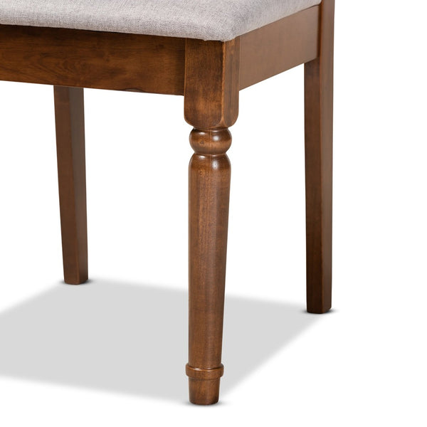 Baxton Studio Baxton Studio 7-Piece Contemporary Grey Upholstered Dining Set with Walnut Brown Circular Table Callie-Grey/Walnut-7PC Dining Set