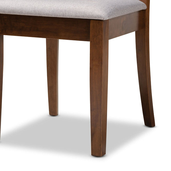 Baxton Studio Baxton Lore 7-Piece Modern Dining Set with Grey Upholstered Chairs & Walnut Brown Table for Elegance Lore-Grey/Walnut-7PC Dining Set