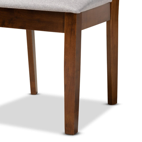 Baxton Studio Baxton Studio Norah Modern 7-Piece Dining Set with Grey Upholstered Chairs & Walnut Table Finish Norah-Grey/Walnut-7PC Dining Set