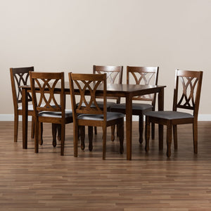 Baxton Studio Baxton Studio 7-Piece Modern Dining Set with Grey Upholstery & Walnut-Finished Table for Style & Comfort RH316C-Grey/Walnut-7PC Dining Set