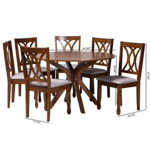 Baxton Studio Baxton Studio Maya 7-Piece Modern Dining Set in Grey Fabric & Walnut Wood for Stylish Comfort Maya-Grey/Walnut-7PC Dining Set