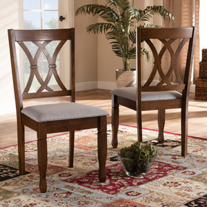 Baxton Studio Baxton Studio Augustine Dining Chairs - Modern Grey Upholstered Design with Walnut Wood Frame 2-Piece RH316C-Grey/Walnut-DC-2PK