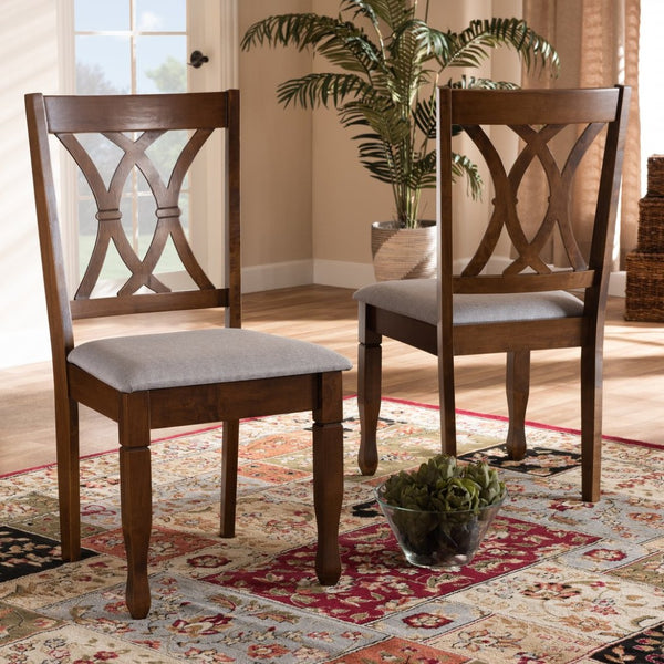 Baxton Studio Baxton Studio Augustine Dining Chairs - Modern Grey Upholstered Design with Walnut Wood Frame 2-Piece RH316C-Grey/Walnut-DC-2PK