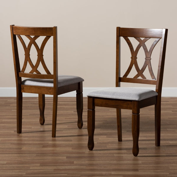 Baxton Studio Baxton Studio Augustine Dining Chairs - Modern Grey Upholstered Design with Walnut Wood Frame 2-Piece RH316C-Grey/Walnut-DC-2PK