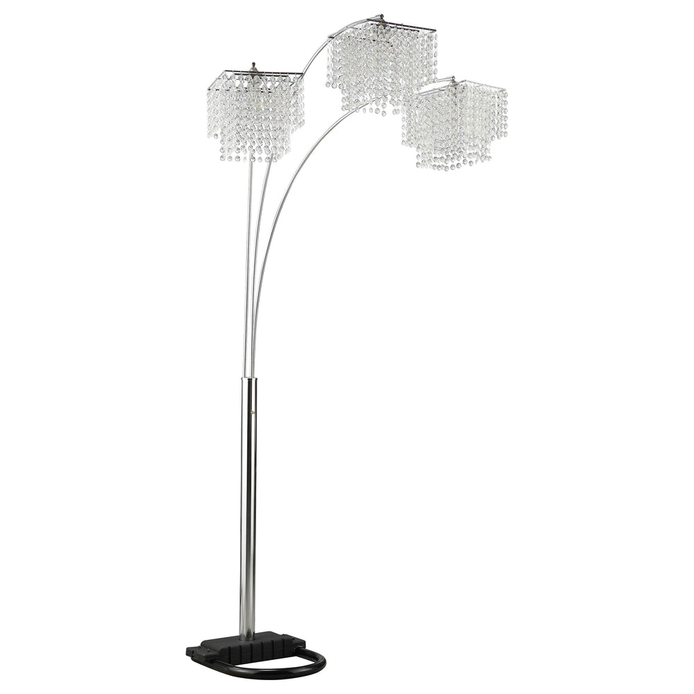 English Elm Bali Chrome Arc Crystal Floor Lamp with Hanging Drops, 90" Sleek Metallic Finish, Luxe Ambient Lighting B062P328713