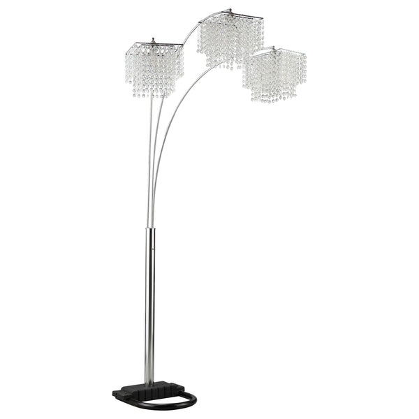 English Elm Bali Chrome Arc Crystal Floor Lamp with Hanging Drops, 90" Sleek Metallic Finish, Luxe Ambient Lighting B062P328713